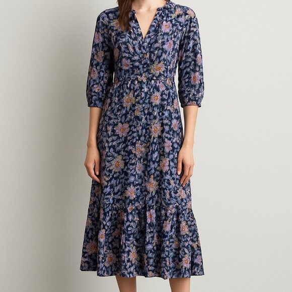 Banjanan Floral Cotton Midi Dress - Picture 1 of 5